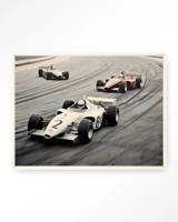Urban Cotton Wandkleed 'Race Track' 145 x 190cm in Floating Frame - off white