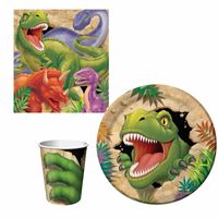 Kinderfeestje Dinosaurussen thema tafel dekken eetset voor 8x kinderen - thumbnail