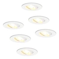Set van 6 Pittsburg LED inbouwspots - GU10 4 Watt 345 lumen - 2700K Warm wit - Dimbaar - Rond - Kantelbaar - IP20 Voor binnen - Wit