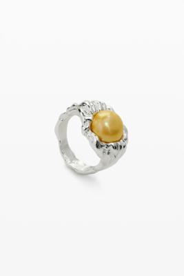 Zalio zilverbad parelring - BLACK - 16