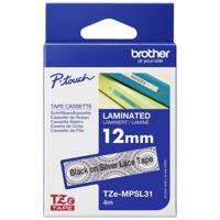 Labeltape met patroon Brother TZe, TZ TZe-MPSL31 Tapekleur: Wit (met zilveren motief) Tekstkleur:Zwart 12 mm 4 m