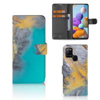 Samsung Galaxy A21s | Bookcase | Marble Blue Gold