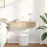 Wandschap met lades 80x33x17 cm bewerkt hout sonoma eikenkleur