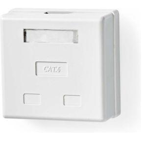 Netwerk Wanddoos | Opbouw | 2 poort(en) | UTP CAT6 | Recht | Female | Goud Verguld | PVC | Wit | Doo