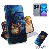Olieverf uil patroon gekleurde tekening horizontale Flip lederen case voor Huawei eer 8X met houder & card slots & portemonnee