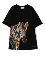 Roberto Cavalli Junior t-shirt en coton à imprimé zèbre - Noir