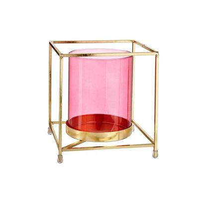 Kaarshouder Gift Decor SW120662A SW120662A Roze Gouden Metaal Glas 14 x 15,5 x 14 cm Vierkant