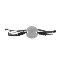 Graveerbare lijntekening mannen armband zwart touw - Stainless steel ZILVER - Zilver