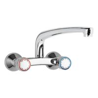 Keukenkraan Tres ESE-23 | Wandmontage | 360° Draaibaar | Mengkraan | 2-knops | Rond | Chroom