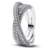 Pandora 193022C01 Ring Pavé Crossover Dual Band zilver-zirconia wit - thumbnail