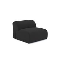 Armloze fauteuil in zwarte bouclette stof