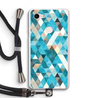 Gekleurde driehoekjes blauw: Pixel 3 XL Transparant Hoesje met koord