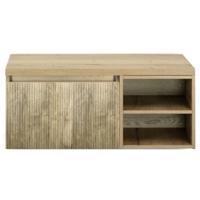 Frozen 3D Badmeubelset 100 cm - Greeplijst in Kleur - Wastafel Regaalkast met Bovenblad French Oak