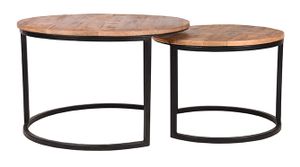 LABEL51 Salontafel 'Double' Bruin Mangohout, Set van 2 stuks