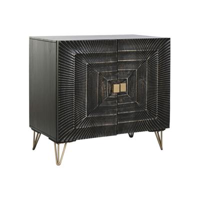 Dressoir Home ESPRIT Zwart Gouden Metaal Mangohout 81 x 45 x 75 cm