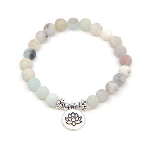 Edelsteen Armband Amazoniet met Lotus Elastisch