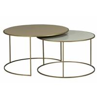 Salontafel (set Van 2) Liema - Beige|Goud|Taupe - Glas