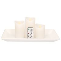 Houten kaarsenonderbord/plateau met LED kaarsen set 3 stuks wit - Kaarsenplateaus - thumbnail