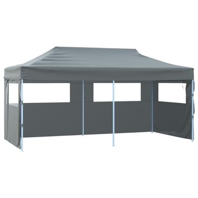 Partytent met 4 zijwanden inklapbaar 3x6 m staal antraciet