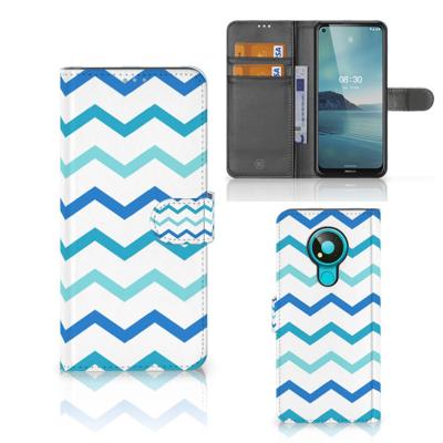 Nokia 3.4 | Telefoon Hoesje | Zigzag Blauw | Portemonnee hoesje