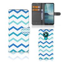 Nokia 3.4 | Telefoon Hoesje | Zigzag Blauw | Portemonnee hoesje