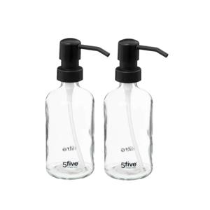 Zeeppompje/zeepdispenser van glas - 2x - transparant - 250 ml