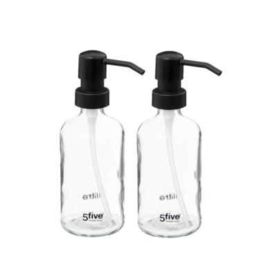 Zeeppompje/zeepdispenser van glas - 2x - transparant - 250 ml