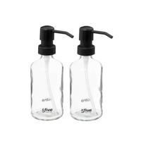Zeeppompje/zeepdispenser van glas - 2x - transparant - 250 ml