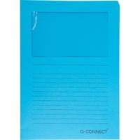 Q-CONNECT L-map met venster, 120 g/m², A4, pak van 100 stuks, blauw