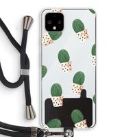 Cactusprint roze: Pixel 4 XL Transparant Hoesje met koord Cactusprint roze: Pixel 4 XL Transparant Hoesje met koord