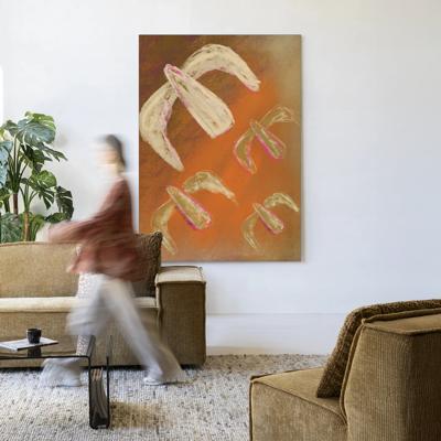 Urban Cotton Wandkleed 'Bird Rise' 110 x 145cm in Frame - black