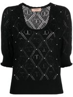 TWINSET haut en maille Oval T à perles - Noir