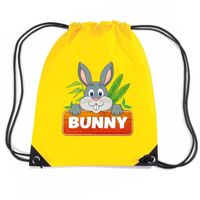 Bunny het konijn trekkoord rugzak / gymtas geel voor kinderen - thumbnail
