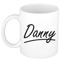 Naam cadeau mok / beker Danny met sierlijke letters 300 ml - thumbnail