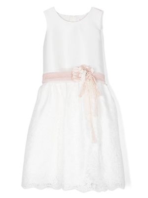 Mimilù robe en tulle à fleurs appliquées - Blanc