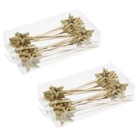 48x Kerststukje onderdelen gouden stekers/instekers met open ster 6 cm