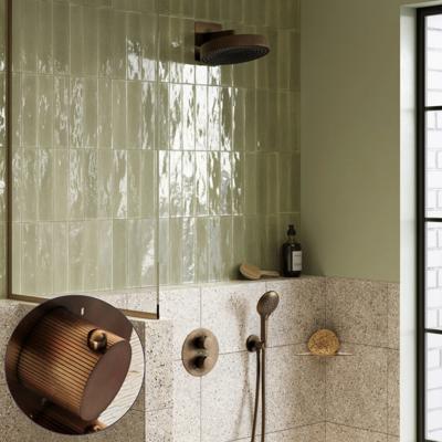 Regendouche set SaniClear Evolution Stripes | 30 cm | Incl.Inbouwdeel | 2 standen handdouche | Verouderd messing
