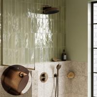 Regendouche set SaniClear Evolution Stripes | 30 cm | Incl.Inbouwdeel | 2 standen handdouche | Verouderd messing