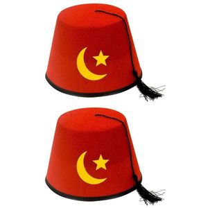 2x stuks turks fez verkleed hoedje van vilt