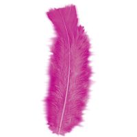 150x Gekleurde knutsel hobby veren roze 17 cm   -