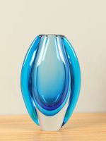 Glazen ovaal vaasje blauw, 23 cm
