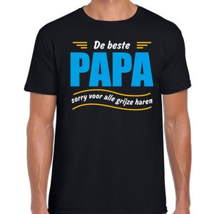 Beste papa sorry voor alle grijze haren vaderdag cadeau t-shirt zwart voor heren