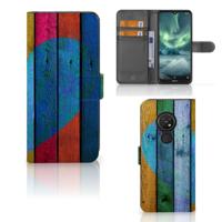 Nokia 7.2 | Nokia 6.2 | Book Style Case | Wood Heart - Cadeau voor je Vriend