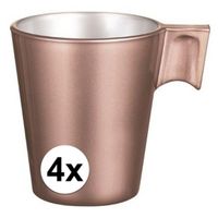 4x Espresso/koffie kopje rose goud   -