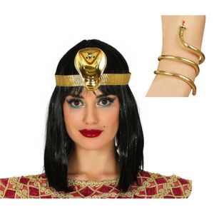 Verkleed accessoire setje Cleopatra - hoofdband en armband goud - Egypte thema party