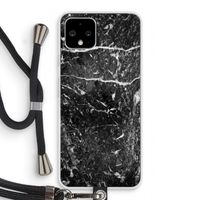 Zwart marmer: Pixel 4 Transparant Hoesje met koord Zwart marmer: Pixel 4 Transparant Hoesje met koord