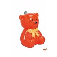 Spaarpot oranje teddybeer 20 cm - thumbnail