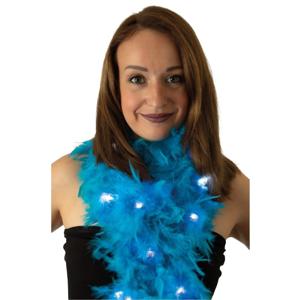 Boa met LED verlichting - Blauw - 180 cm - Veren verkleed boa van 50 grams - met batterijen