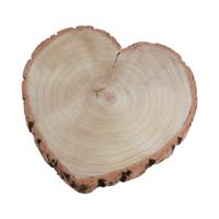 Chaks Kaarsenbord/decoratie dienblad - houten boomschijf - 30 x 3 cm - hartvormig