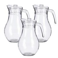 Vivalto sapkan karaf met deksel - 3x stuks - glas - inhoud 1,8 liter - transparant